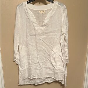 Linen Cloth & Stone Cream V-Neck Tunic